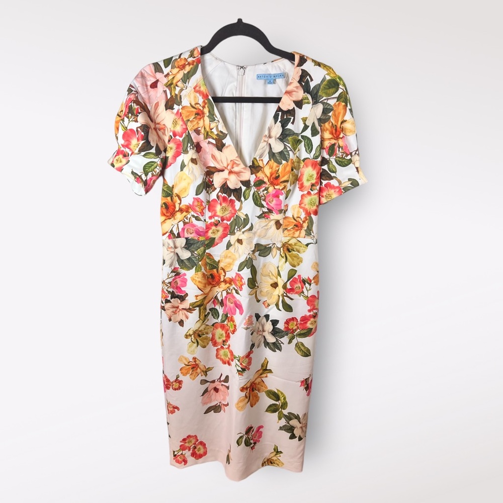 Antonio Melani Women’s Dress Floral Sz 4 Short Sleeve Puffer